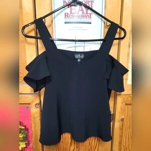 NWT Topshop Black Ruffle Blouse